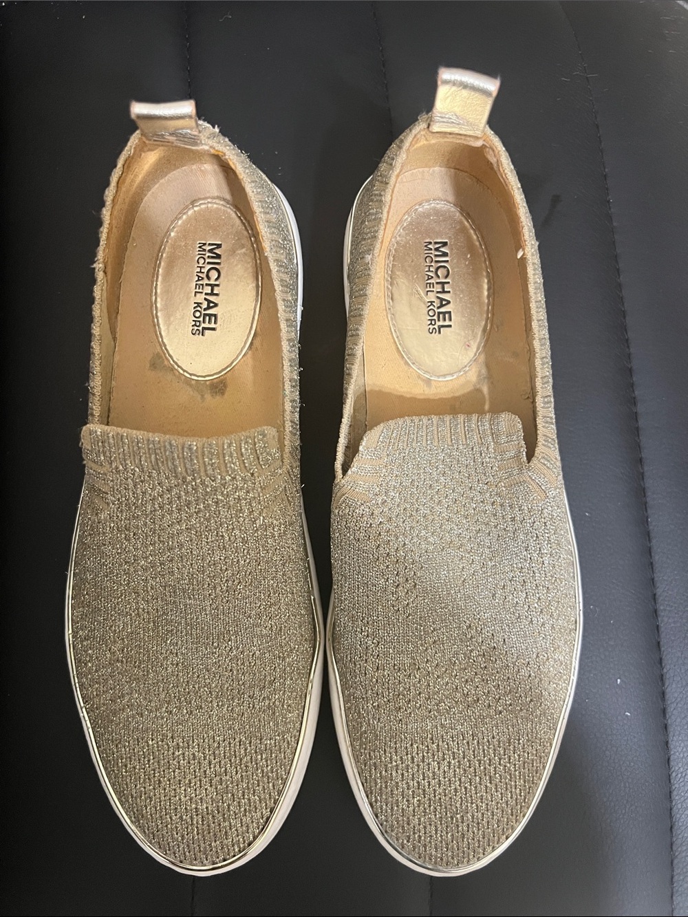 Michael Kors Women’s Metallic Gold Slip-On Knit Loafers